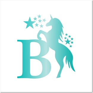 B Unicorn Star Monogram T-Shirt Posters and Art
